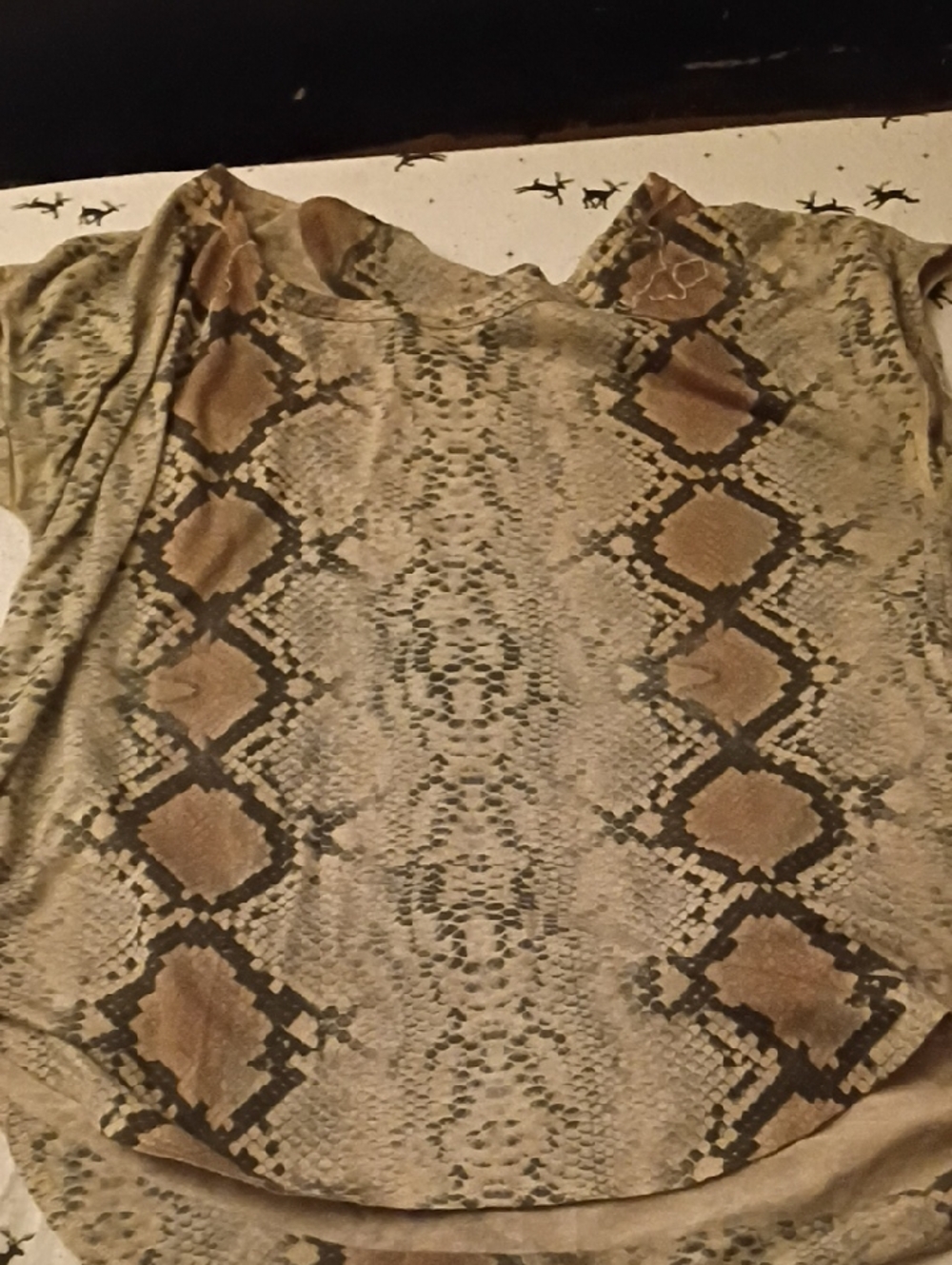Time and Tru Snake Print Tunic in Tan and Black